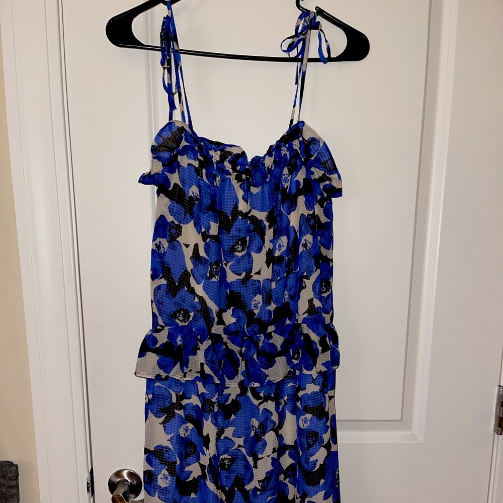 Vibrant Blue Floral Flowy Summer Dress